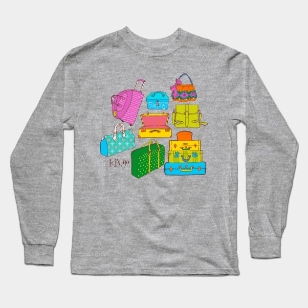 Sketchy luggage Long Sleeve T-Shirt by Mako Design 